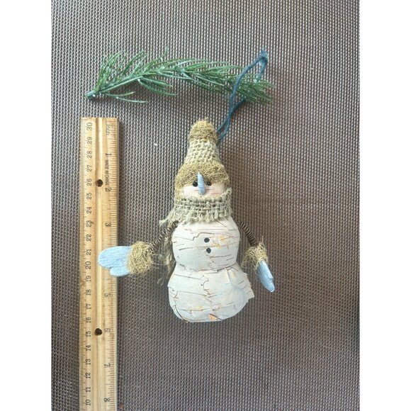 Rustic Primitive Snowman Burlap Hat Scarf Christmas Ornament - Picture 3 of 3